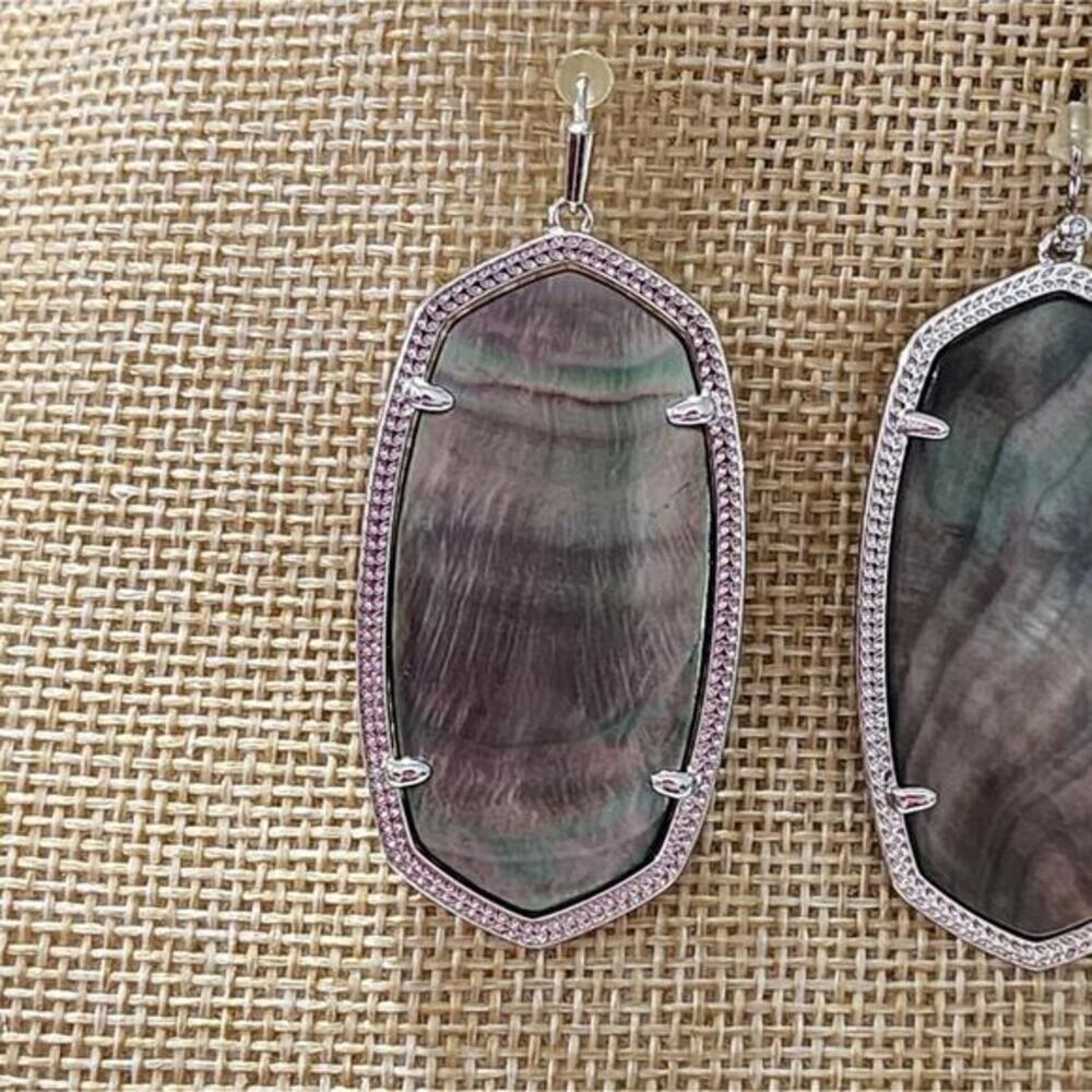 Kendra Scott Black MOP Mother of Pearl? and Silver Rhodium Danielle Earrings - Picture 3 of 7